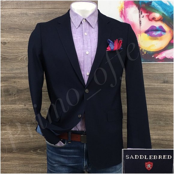 Saddlebred Mens Blazer Sport Coat Two Button Jacket Cotton Size 38R Casual Suits